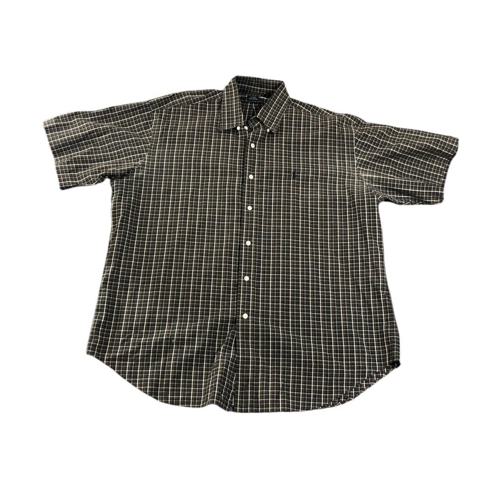 Ralph Lauren Blake Button Down Shirt short Sleeve Mens Brown Large 100% Cotton